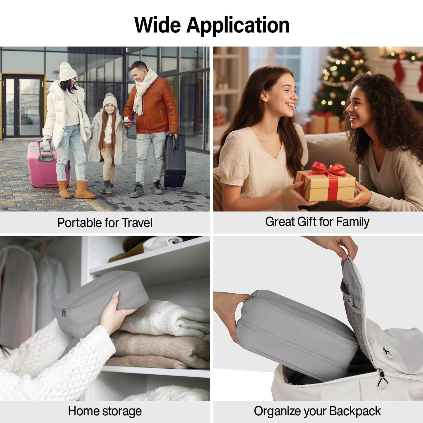 Hanke 7 Set Compression Packing Cubes for Travel, Expandable Large Packing Cubes for Suitcases and Backpack, Luggage Packing Organizer Bags with Double Zipper as Travel Essentials,Light Grey