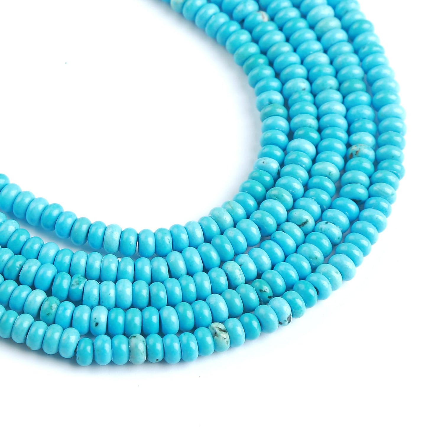 150PCS 2x4mm Natural Blue Turquoise Stone Rondelle Beads Abacus Disk Stone Beads Round Loose Spacer Gemstone Beads for DIY Bracelet Necklace Jewelry Making