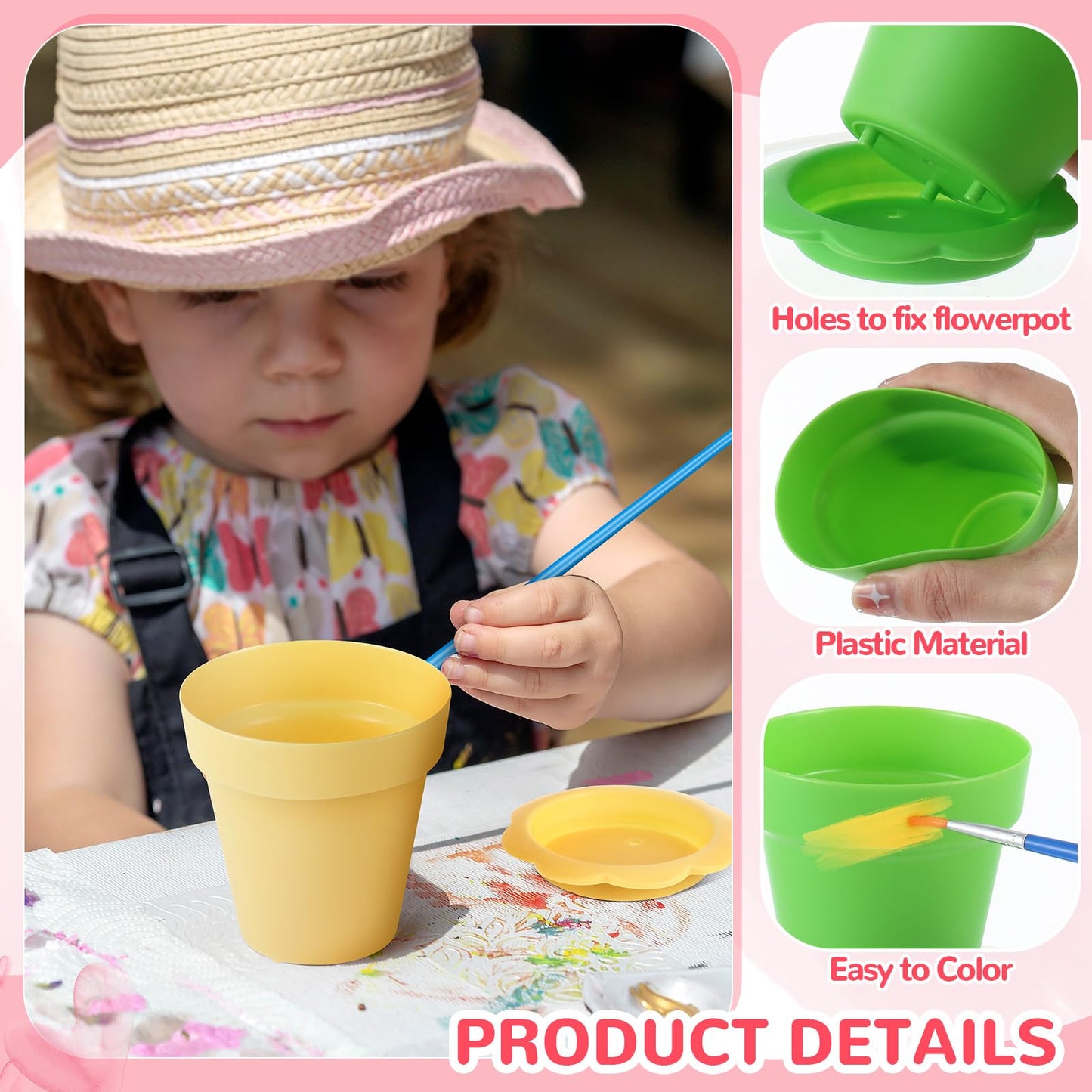 SiliFine 24 Sets Spring Kids Plant Growing Kit Flower Pots Cupcake Plant Nursery Pots Gardening Kit for Kids with Paint and Stickers Labels Name Tag for Easter Mothers Day Craft Bulk Classroom