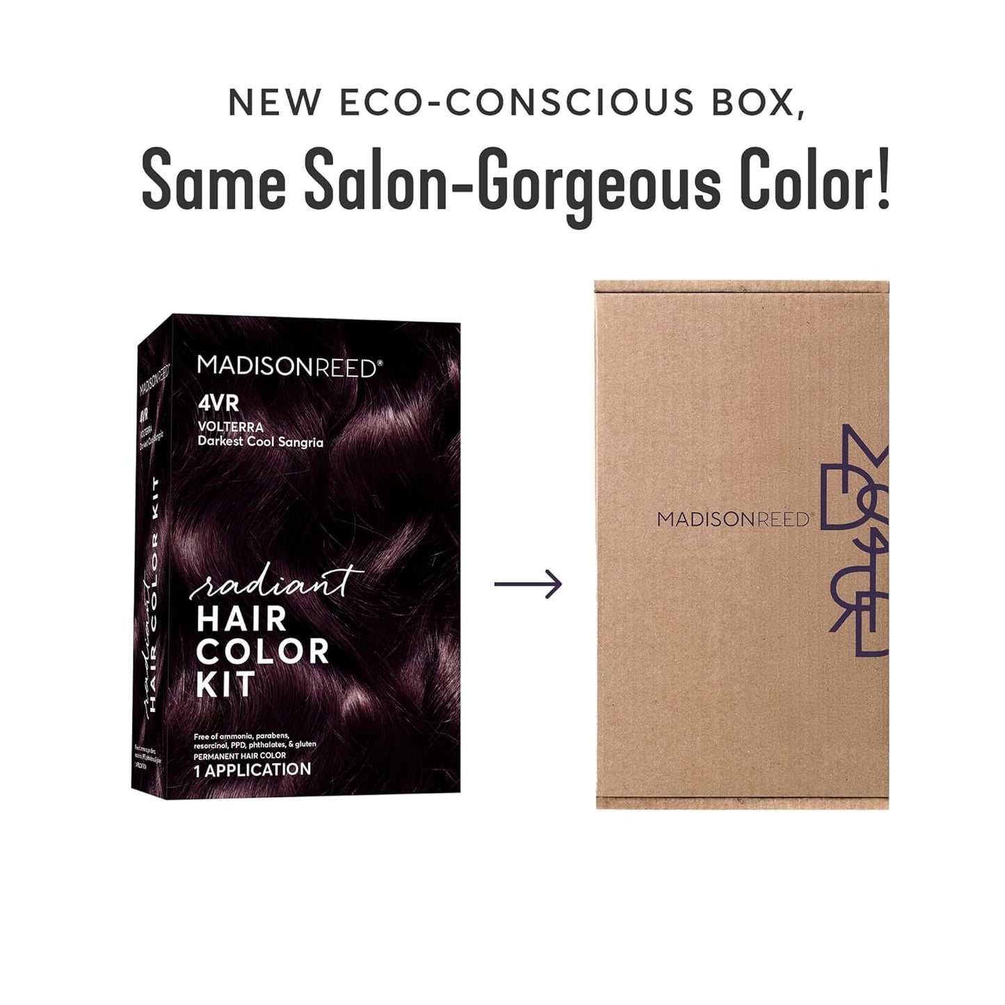 Madison Reed Radiant Hair Color Kit | 4VR Darkest Cool Sangria (Volterra Amethyst) for 100% Gray Hair Coverage | Salon Quality Permanent Hair Dye | PPD-Free & Ammonia-Free | (Packaging Varies) 1 Pack
