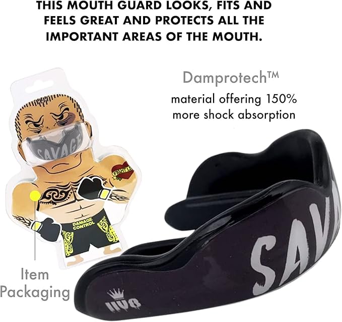DAMAGE CONTROL High-Impact Mouth Guard – Sports Mouthguard for Boxing, Football, Hockey, Lacrosse & Basketball, Protects Teeth & Jaw, Protective Mouthpiece for Adults & Youth (Adult, Savage)