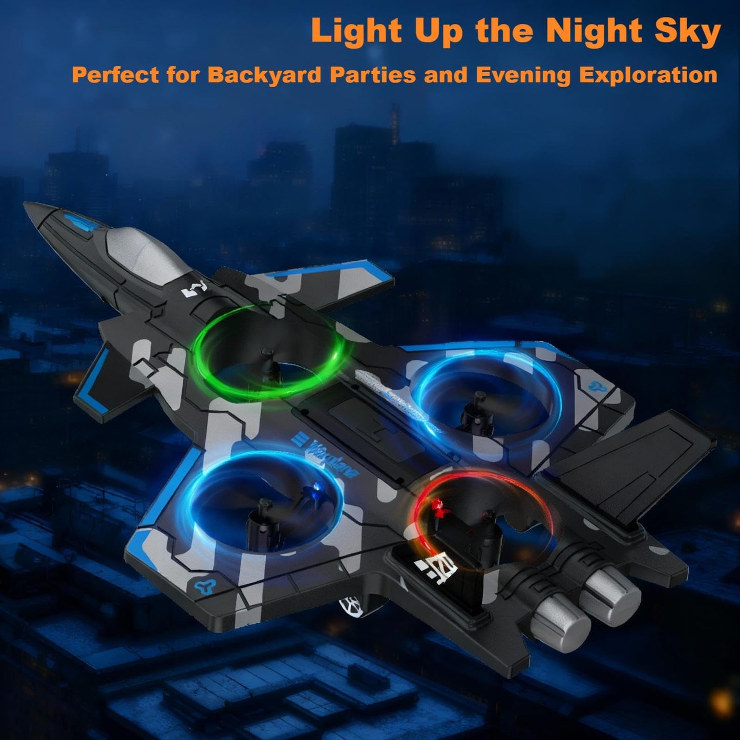 BEACONDESI F47 RC Fighter Drone for Kids, Remote Control Airplane with Altitude Hold, RC Jet Drone Toy with LED Lights, Easy to Fly RC Airplane for Beginners Boys Girls