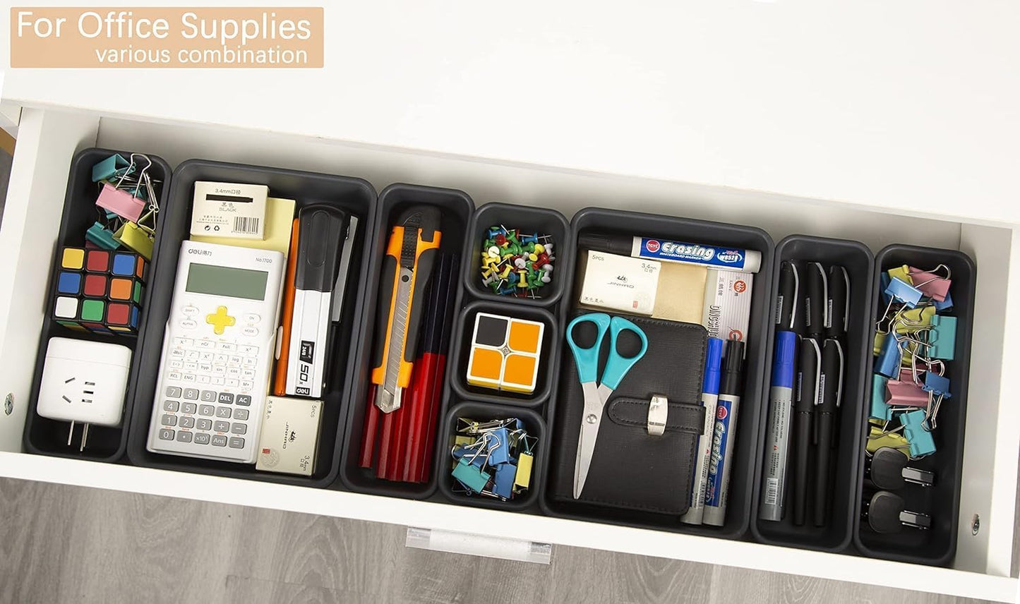 Kutesna 25 PCS Interlocking Desk Drawer Organizer Separator for Office,Bathroom,Kitchen,Makeup,Tool（4 Sizes）
