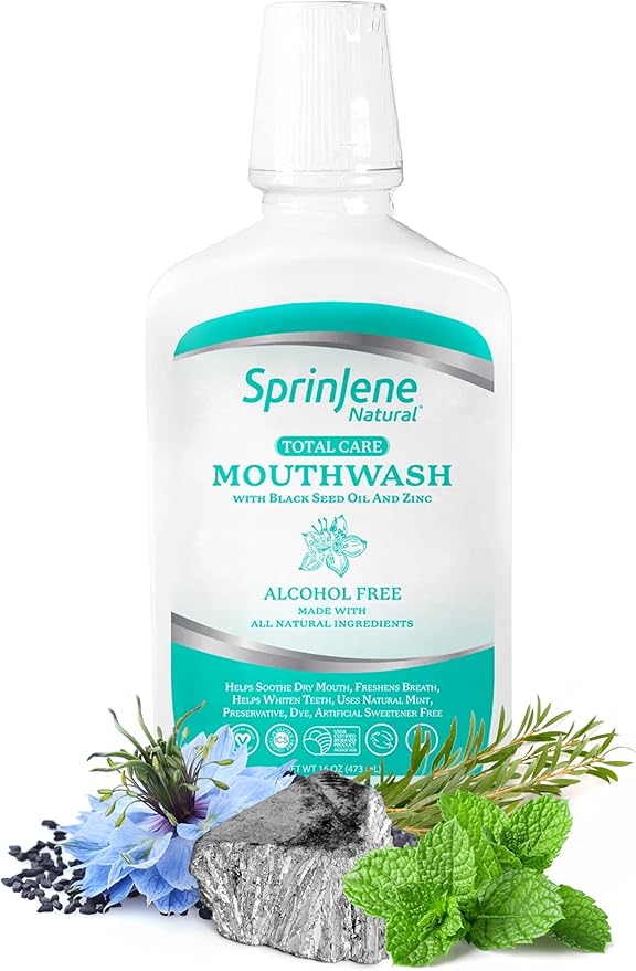 SprinJene Natural Fluoride Toothpaste for Sensitive Teeth & Gum (1 Pack) + Fluoride Free Mouthwash + Electric Toothbrush with Wireless Charger