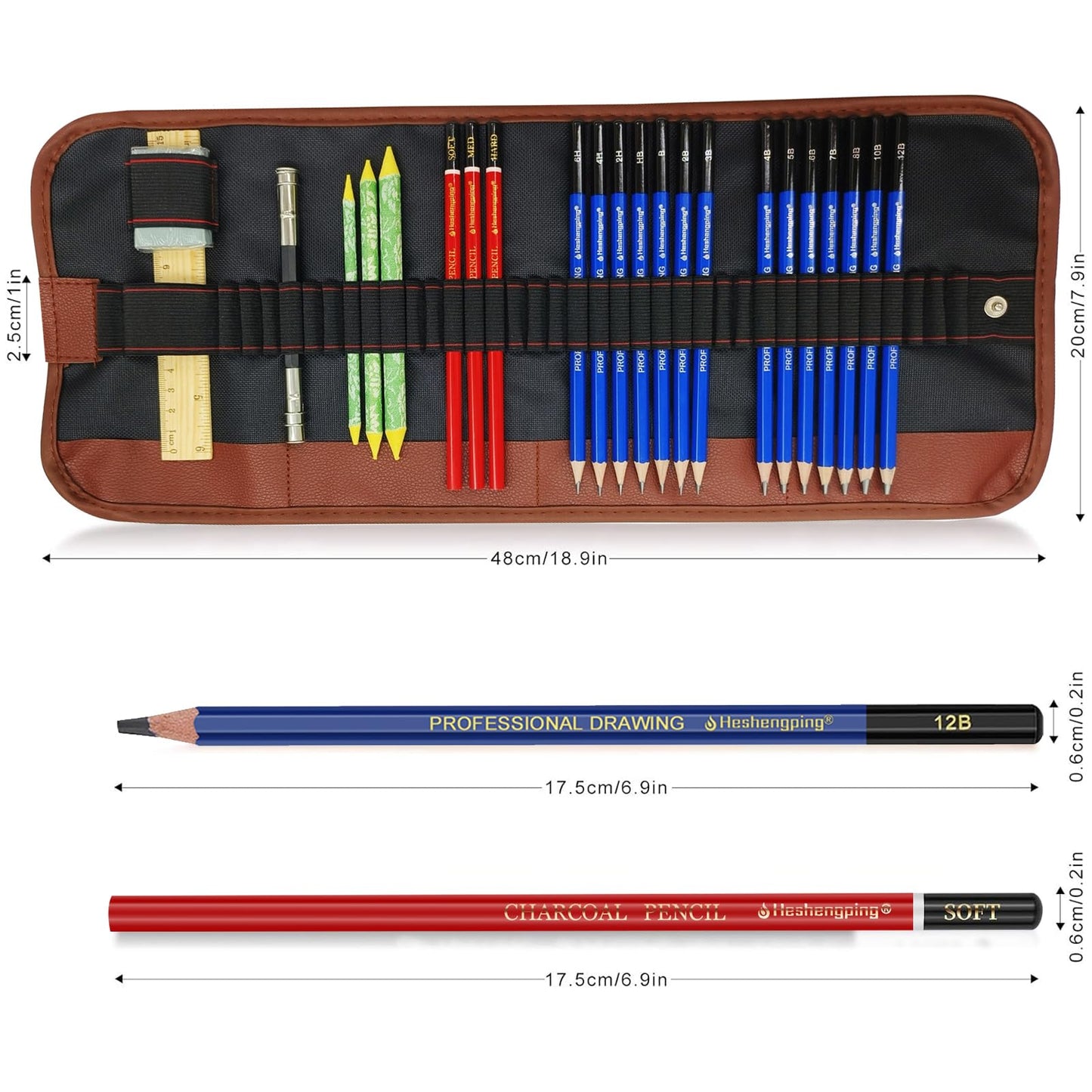 Drawing Sketching Pencil Set, 26 pcs Draw Supplies Kit, 14 Graphite (12B -6H), Charcoal Erasers Sharpener Extender, Ideal for Drawing Art, Sketching, Shading, Artist Pencils for Beginners Pro Artists