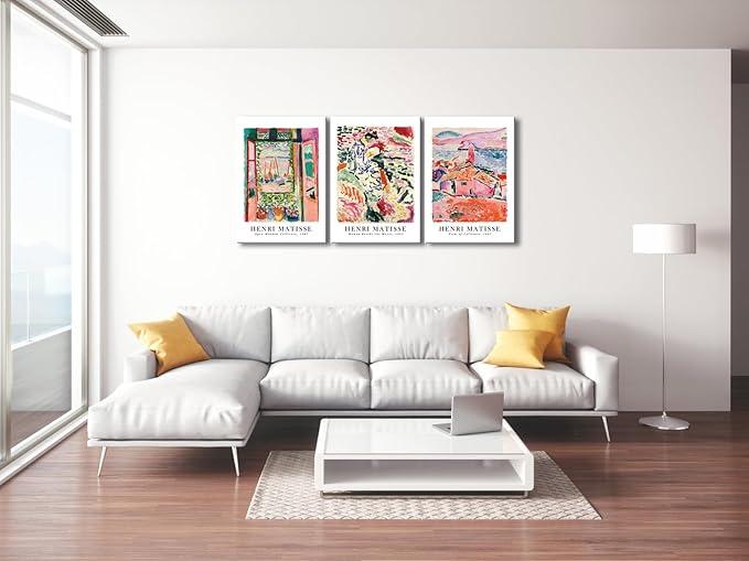 Wieco Art 3 Piece Henri Mattise Canvas Wall Art Abstract Colorful Matisse Posters Canvas Prints for Wall and Home Office Decorations