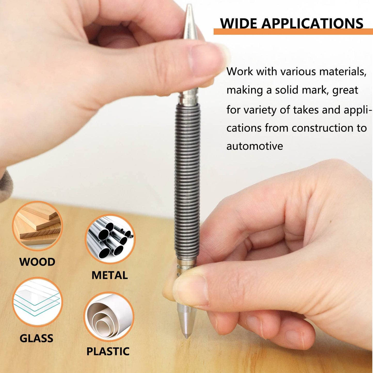 WHLLING 1/16″Dual Head Nail Setter and 3/16″Center Punch, 3500 PSI Striking Force Counter Punch Spring Nail Set