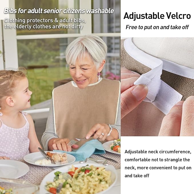 Pozico Adult Bibs for Eating Women/Men/elderly Washable,Waterproof, Clothing Protectors & Adult Bibs with Debris Trap