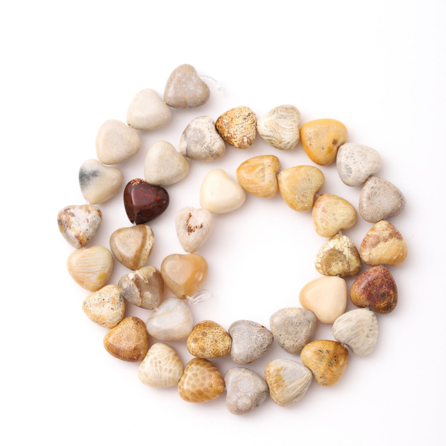 Natural Heart Shaped Chrysanthemum Stone Beads 10mm Loose Crystal Healing Beads for DIY Necklace Bracelet Making Gemstone Craft Supplies