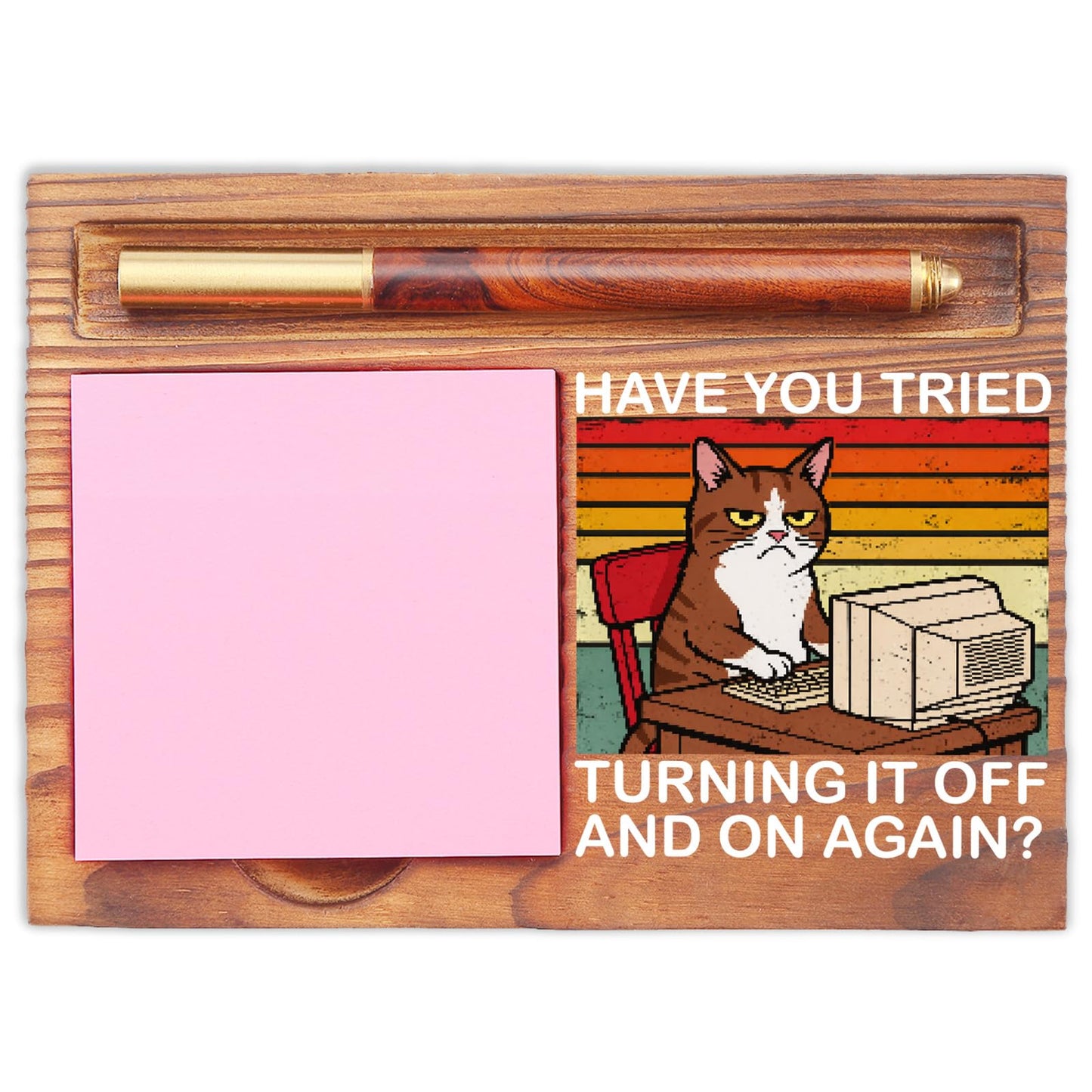 Funny Desk Note Pad Holder for Coworker Appreciation, Thank You Gift for Team Boss, IT Office Desk Reminder EDP266