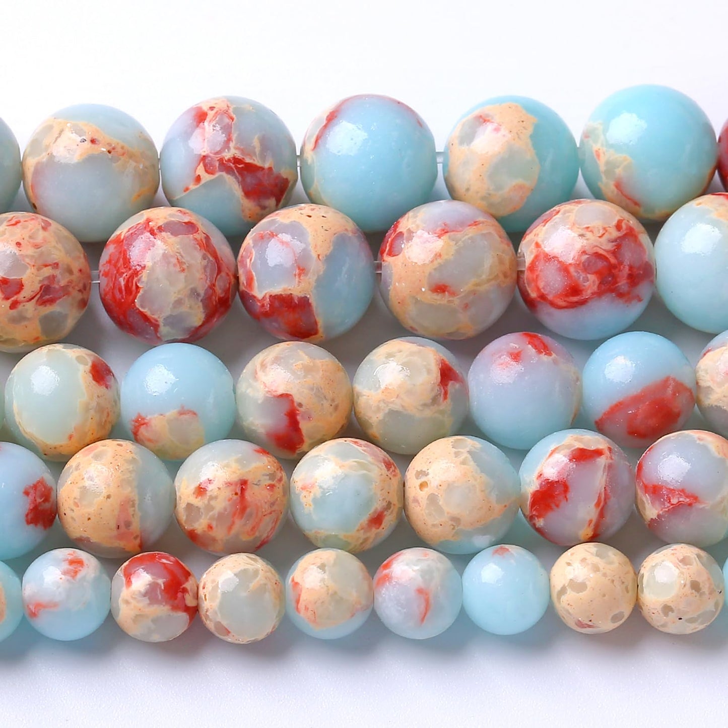 180pcs 4MM Natural Stone Sky Blue Jasper Round Beads Loose Beads for Jewelry Making DIY Bracelet 2 Strands 32"