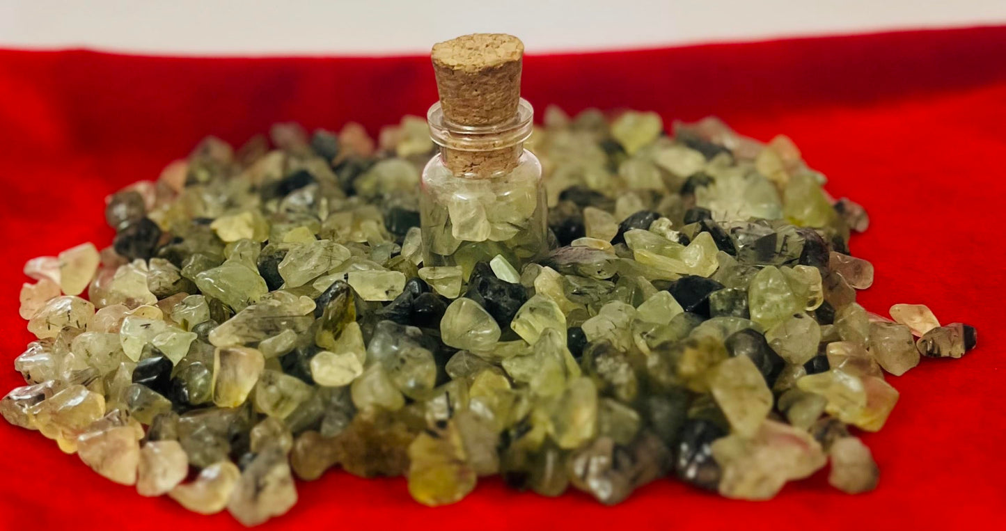 Indian Consigners Natural Crushed Polished Tumbled Gem Stone Chips, Decoration & Healing Crystals(Prehnite)
