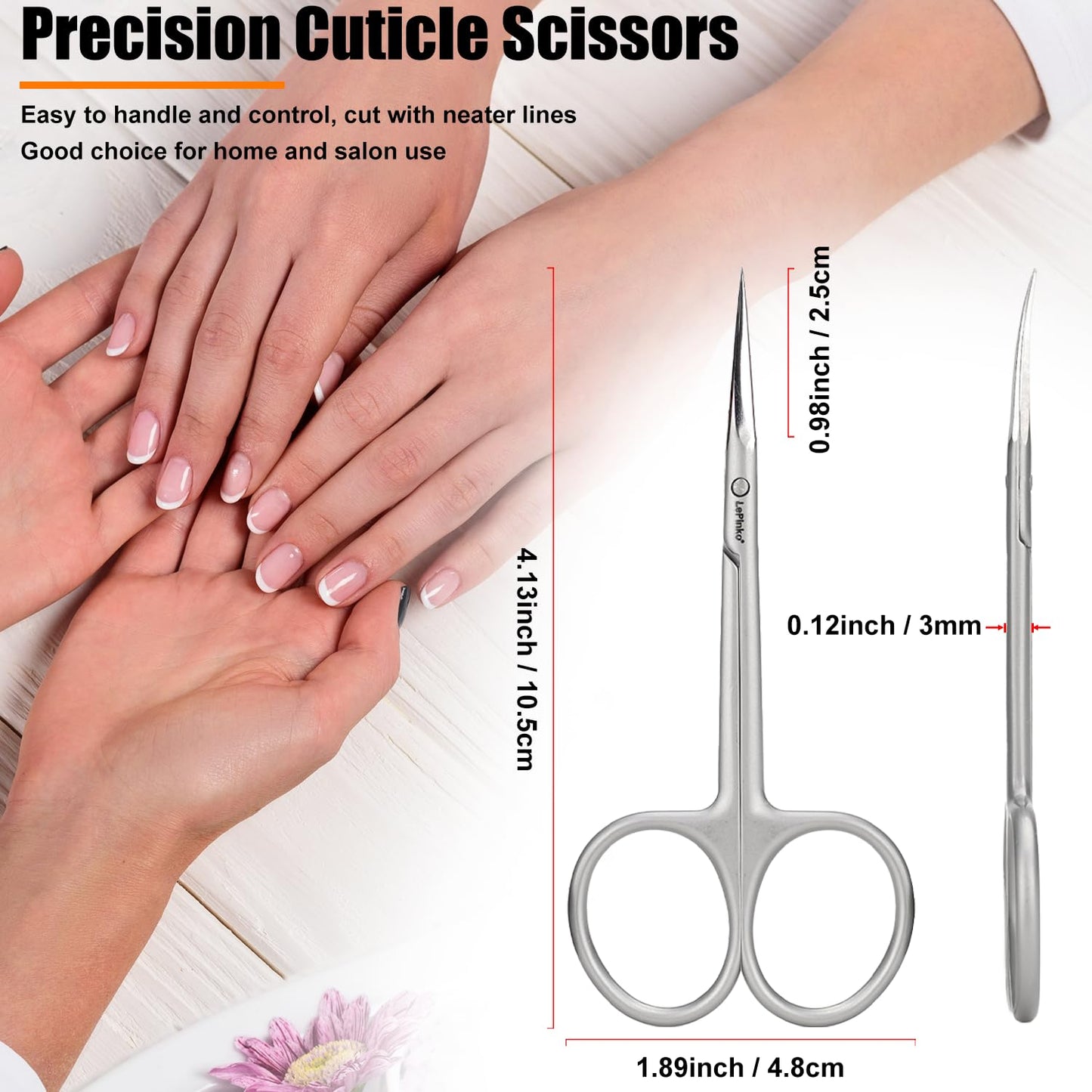 LePinko Cuticle Scissors, UPGRADED Fine Tip, for Manicure and Pedicure, Gifts for Men Women