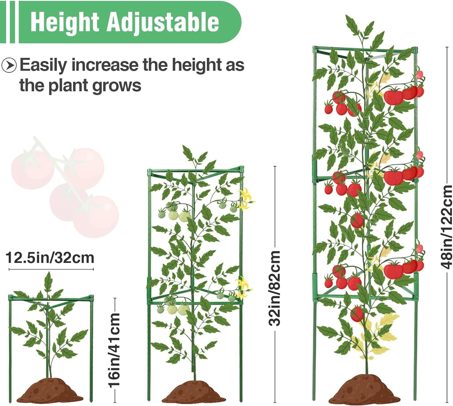 ANPHSIN Sturdy Triangle Tomato Cage with Movable 15 Gal Grow Bags - 3 Sets 47'' Plants Garden Trellis Planters, Support for Indoor Outdoor Beans, Peppers, Eggplants, Climbing Vegetables