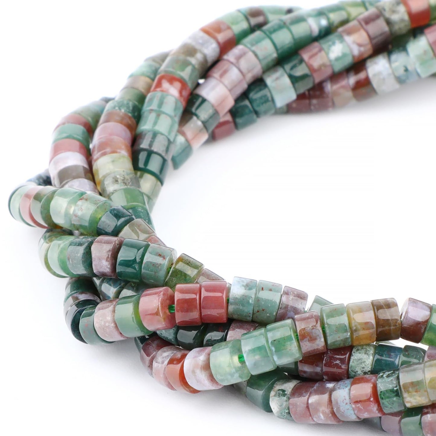 Natural Indian Agate Heishi Spacer Beads Loose Semi Precious Flat Round Gemstone Disc Shape Stone for Beading Jewelry Making 4x2mm 15.5"
