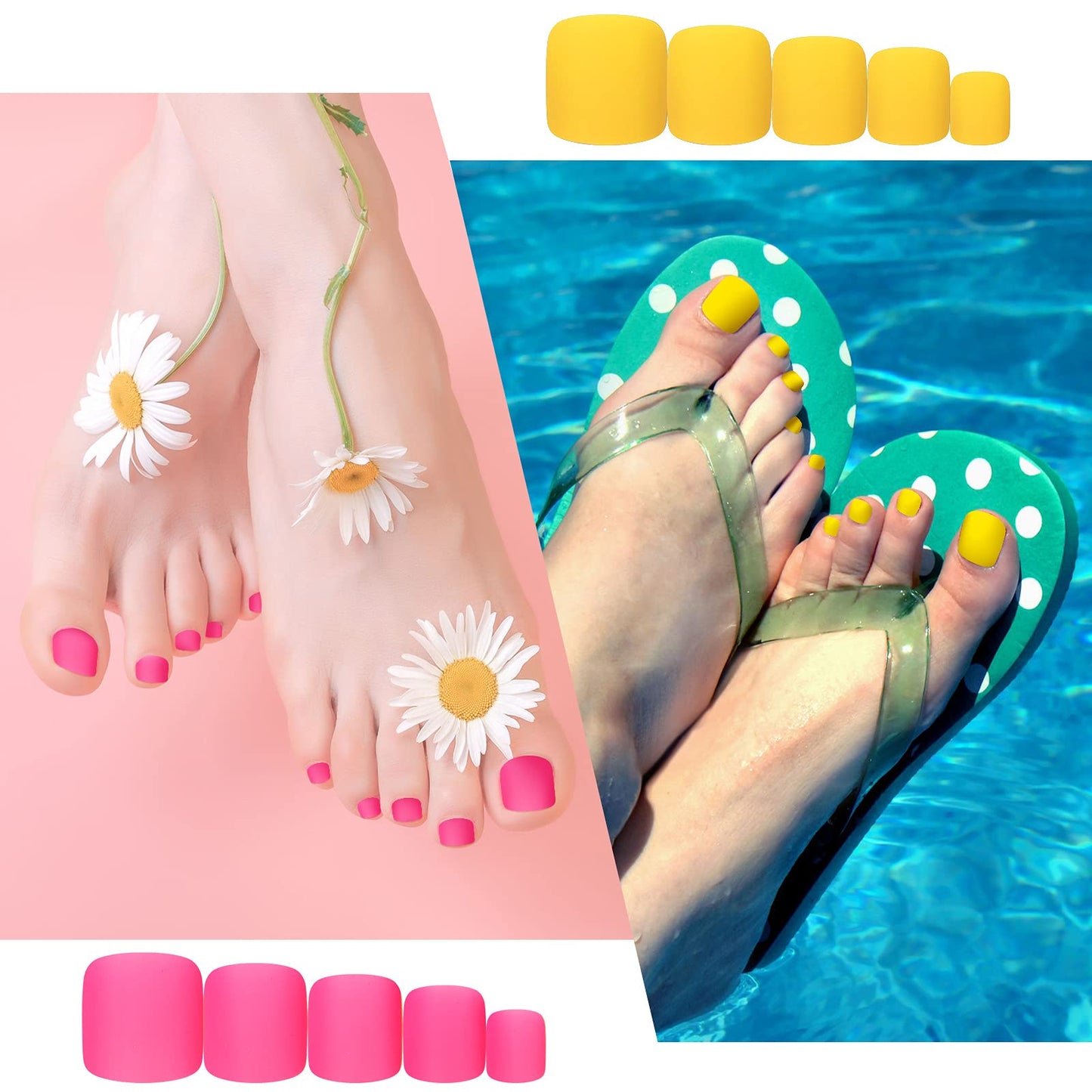 Maitys 336 Pieces 12 Sets Toenail Press on Fake Toe Nails Short Square False Glue on Solid Color Full Cover Press Nails Matte Fake Toenails for Women(Fresh Colors)