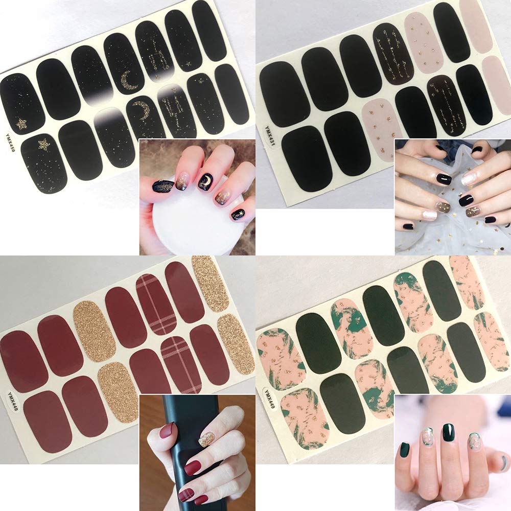 SILPECWEE 20 Sheets Nail Wraps for Women Stick on Nail Polish Strips Adhesive Nail Polish Stickers Gel Nail Strips Manicure Nail Art Accessories with 1pc File