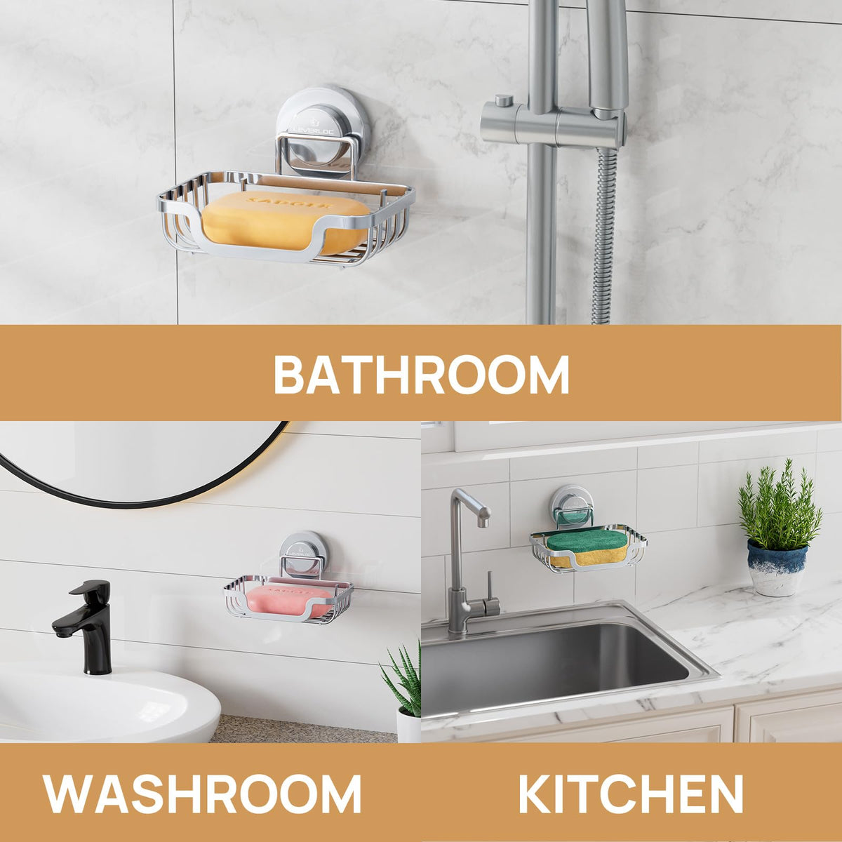 Soap Dish Soap Bar Holder for Shower Suction Cup Wall Mounted