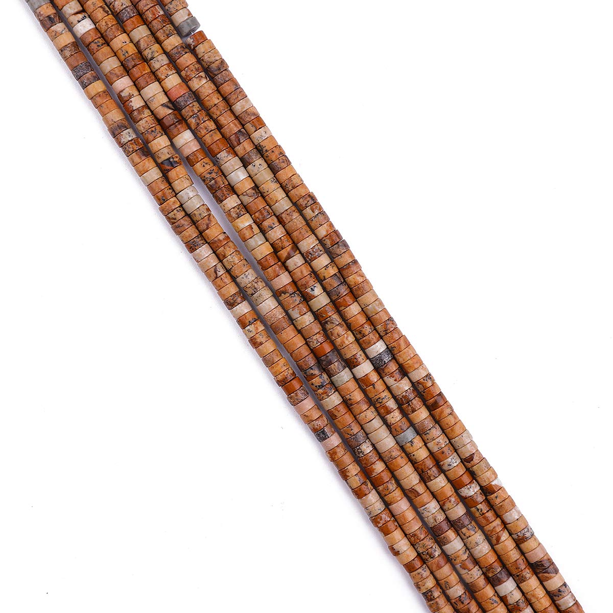 BEADIA Natural Brown Picture Jasper Spacer Beads Caps Loose Semi Gemstone for Beading Jewelry Making 4mmx2mm 38cm