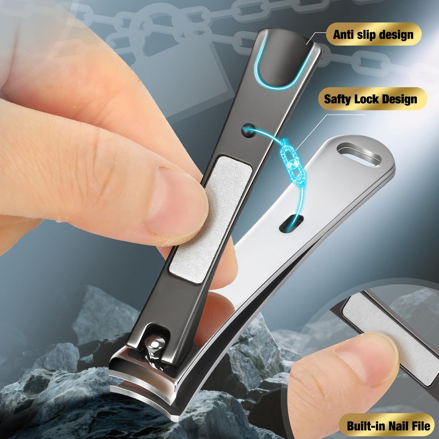 Nail Clippers for Seniors, Heavy Duty Stainless Steel Nail Clipper for Ingrown Toenails, Wide Opening Sharp Blade for Men, Women, Travel & Home Use
