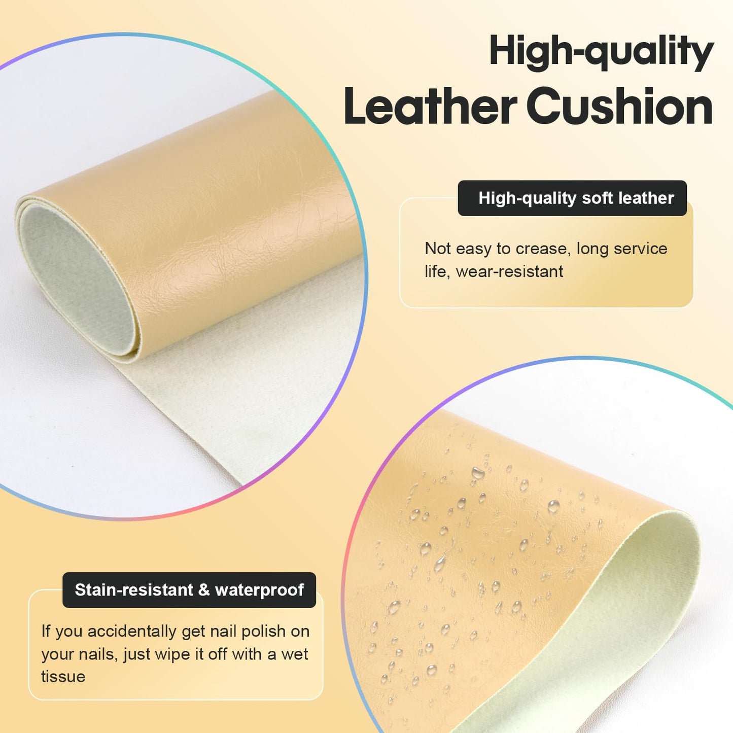 Arm Rest for Nails Tech with Table Mat for Salons and Home Manicures, Soft Microfiber Leather Nail Hand Rest for Relaxing Arms, Non-slip Height Hand Pillow Cushion Nail Salon Manicure (Beige)