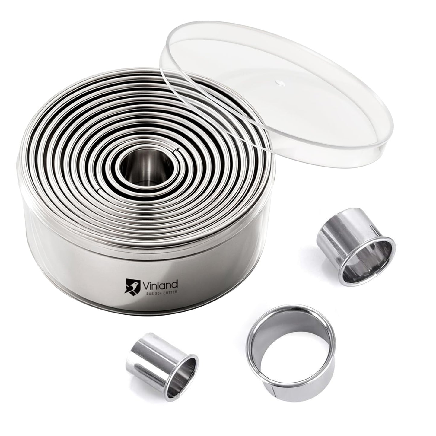 12 Pcs 304 Stainless Steel Biscuit Cutter Set, Round Cookie Cutters for Baking (1/2/3/4/5'') with PP Storage Box, Dough Pastry Cake Circle Cutting Ring Molds, Non-Rust Double Thickness & 2.1‘’ High