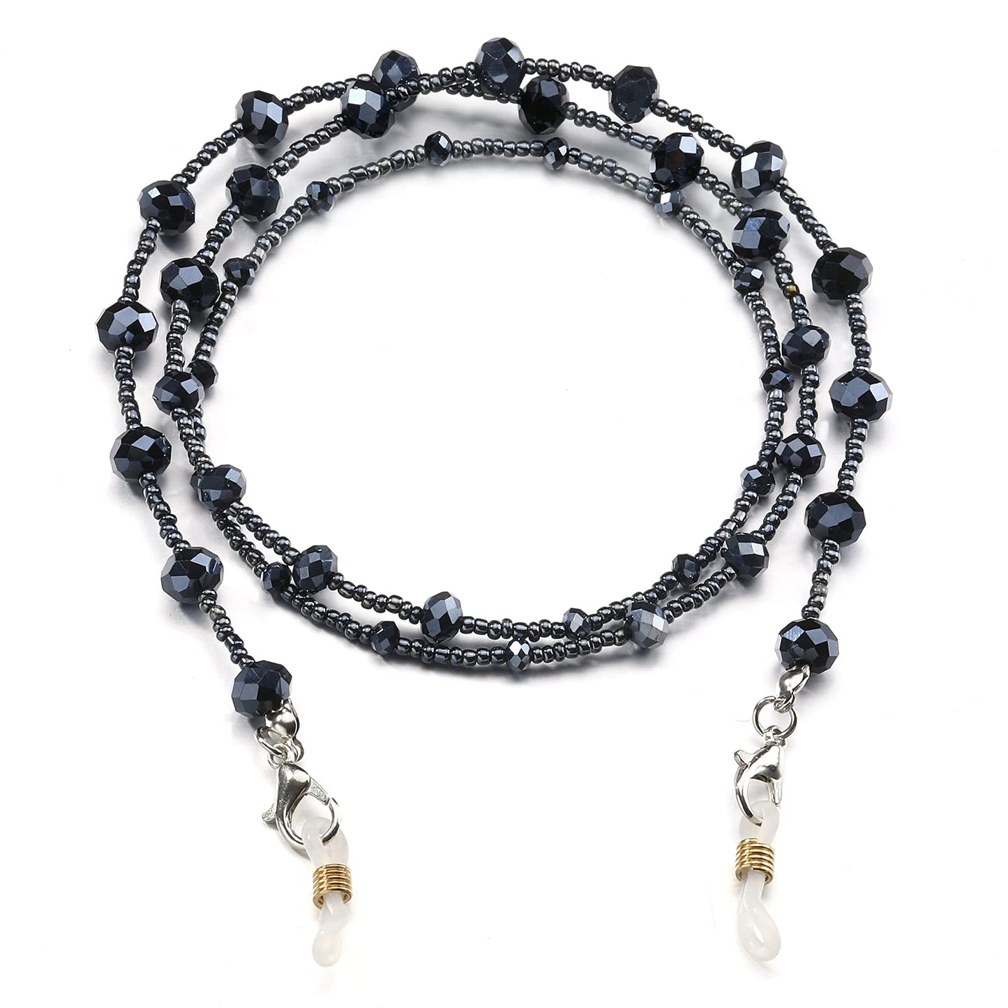 humlbird Eyeglass Chain for Women Stylish Mask Lanyard Natural Crystal Mask Chain Eye Glasses Holder Strap, Black