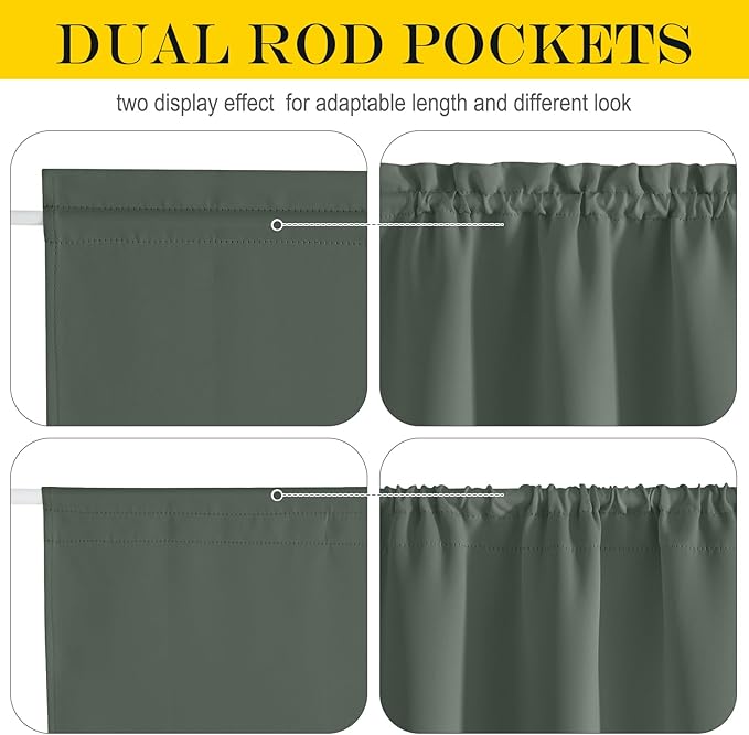 NICETOWN Blackout Side Door Curtains, Front Door Curtains for Small Window, Privacy Shades for Sidelight, Thermal Insulated Window Covering, Dark Mallard, 1 Panel, W12 X L40 Inches Long