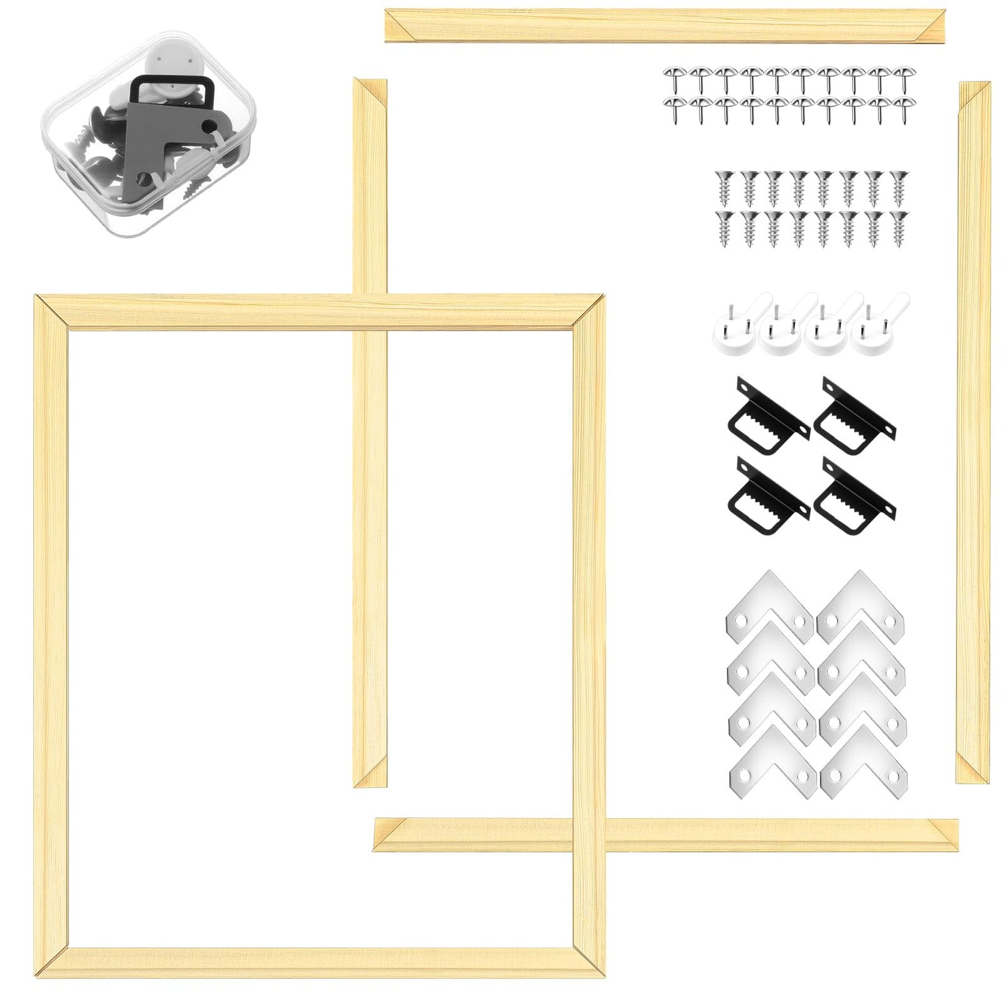 DoubleFill 2 Pack 16x20 Inch DIY Canvas Stretcher Bars Canvas Frame Wood Frames Kit Easy to Assemble for Prints, Posters, Oil Painting, Painting, Embroidery Stitch and Needlepoint Arts
