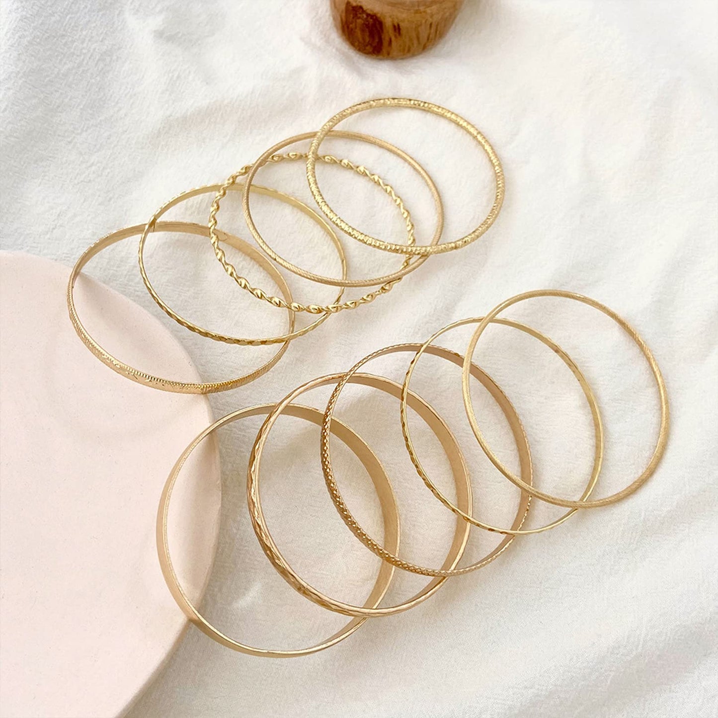 FUNOJOY Bangle Bracelets for Women,14K Gold Plated Boho Indian Multi Stackable Bangles For Women Jewelry Gifts