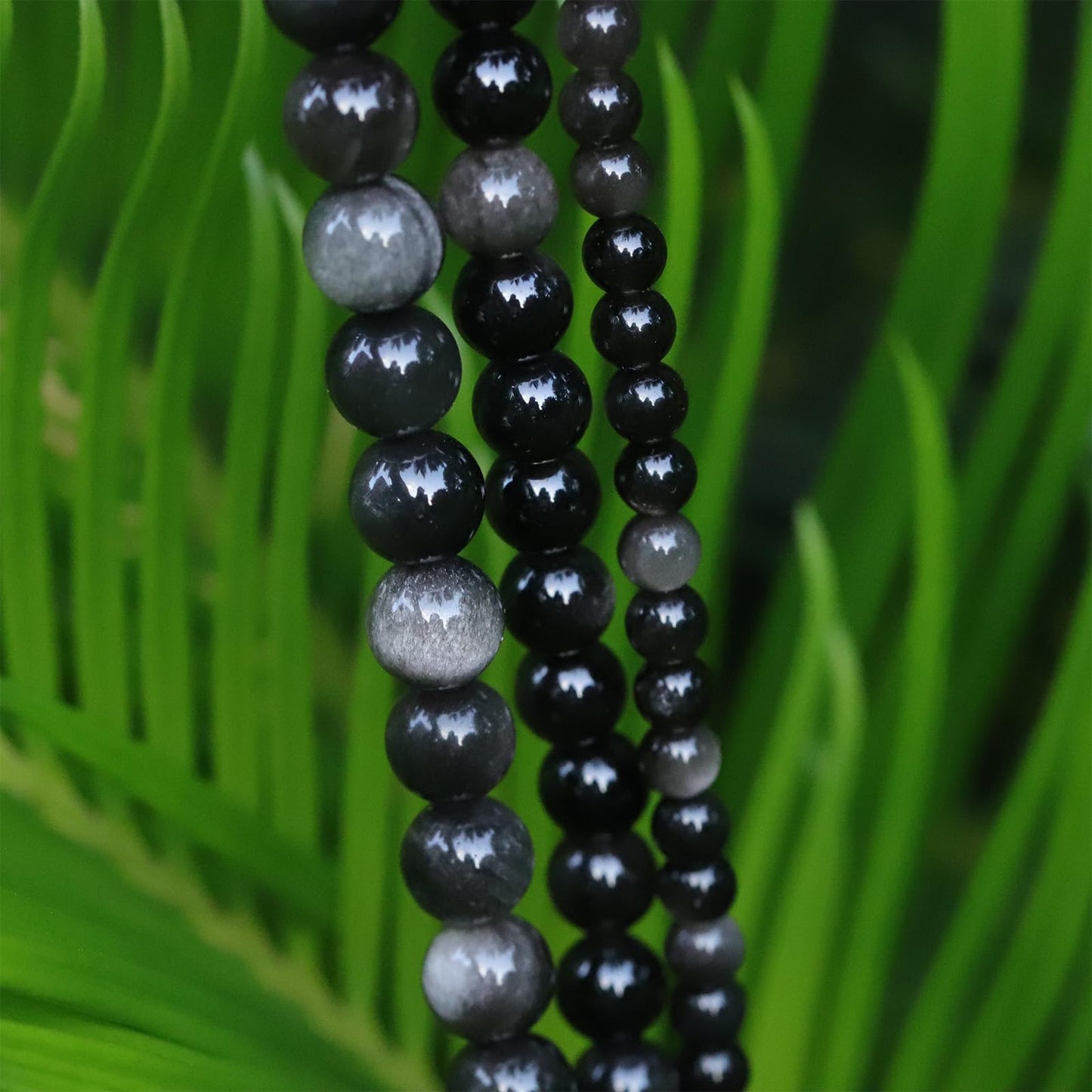 6mm Natural Stone Beads 65pcs Silver Obsidian Polished Round Smooth Crystal Loose Gemstone Beads for Jewelry Making DIY Bracelet Necklace Earring Crafts Supplies