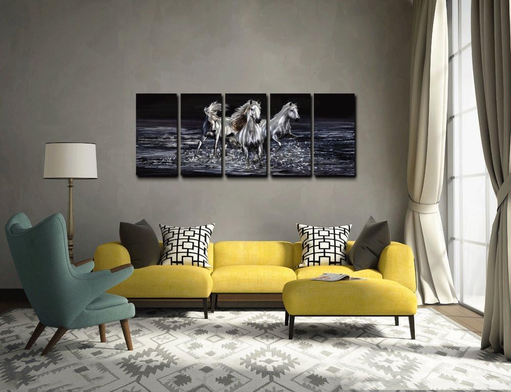Yihui Arts Horse Metal Wall Art Hand Crafted Aluminum Artwork Modern 3D Animal Pictures for Living Room Bedroom Bathroom Decor