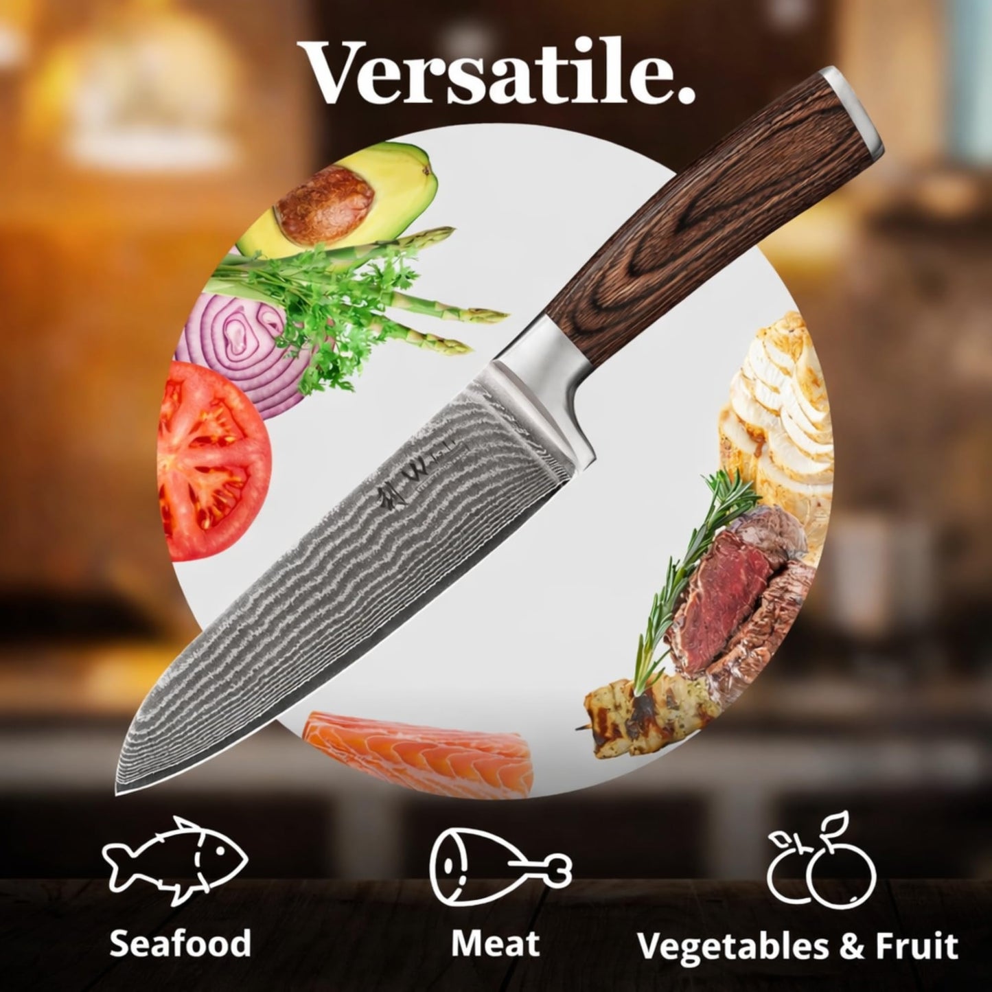 Wakoli EDIB Damascus Santoku Knife – 6.7-Inch Japanese-Style Kitchen Knife, 67-Layer Damascus Steel Blade with VG10 Core, Ergonomic Pakkawood Handle – Professional Cooking Knife in Elegant Gift Box