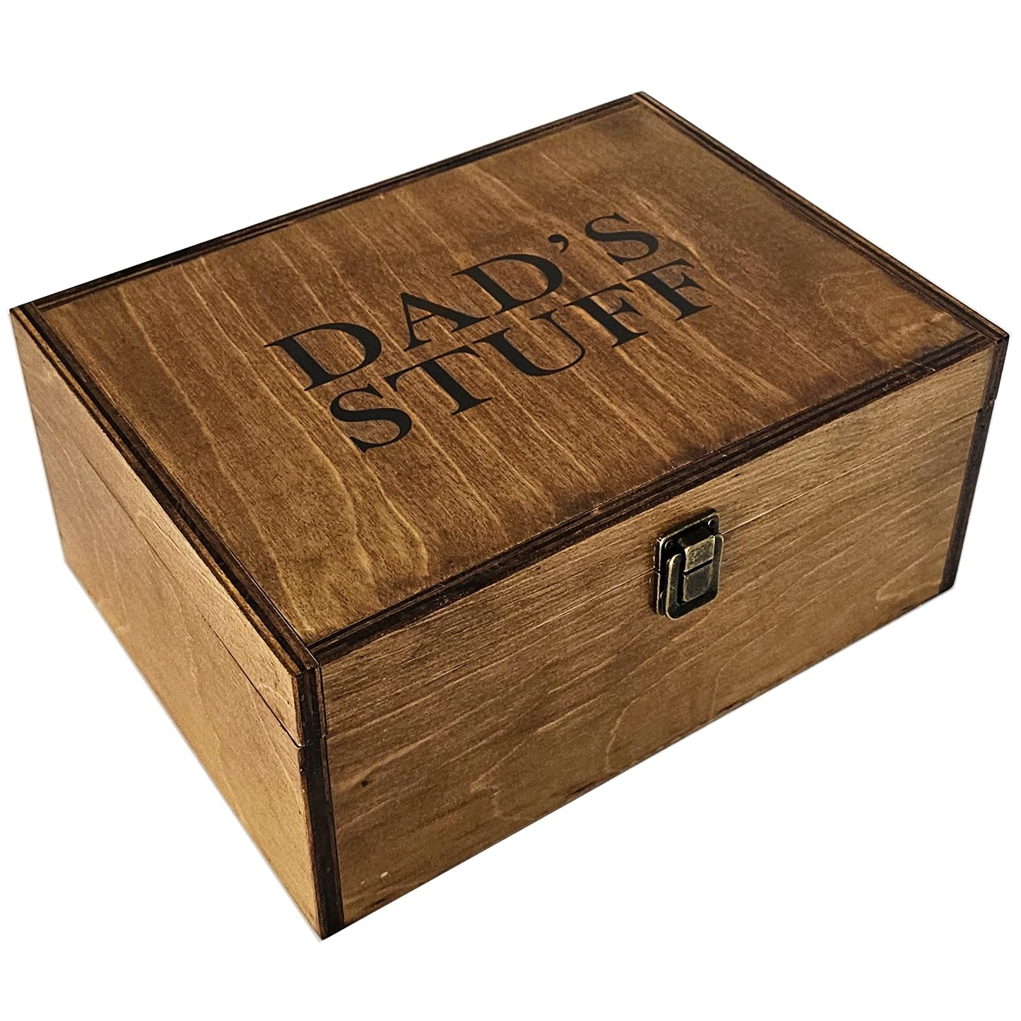 BeeGreeny Dad Gifts, Wooden Dad's Stuff Storage Box, Large Rustic Wooden Keepsake Box 11.6" x 8.7" x 5", Engraved Memory Wood Box, Birthday, Father's Day Gift for Dad, Father, Daddy