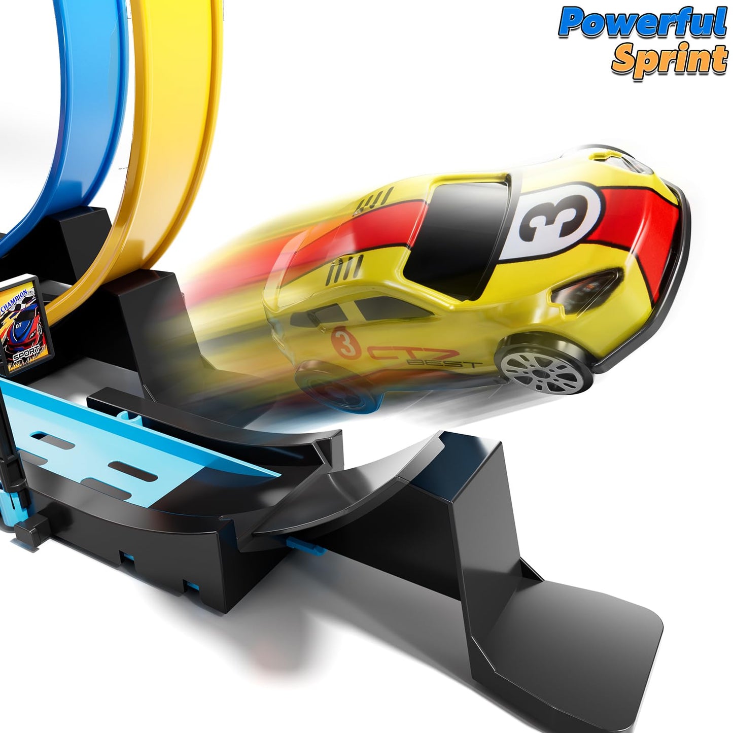 LILYBUDS Toy Car Race Track Set for Boys Kids Age 3-5 4-7, Race Tracks with 4 High-Speed Pull Back Race Cars and Crash Zones, Christmas Halloween Birthdays Gifts Toys for Boys Kids 4-6 8-12 Years Old