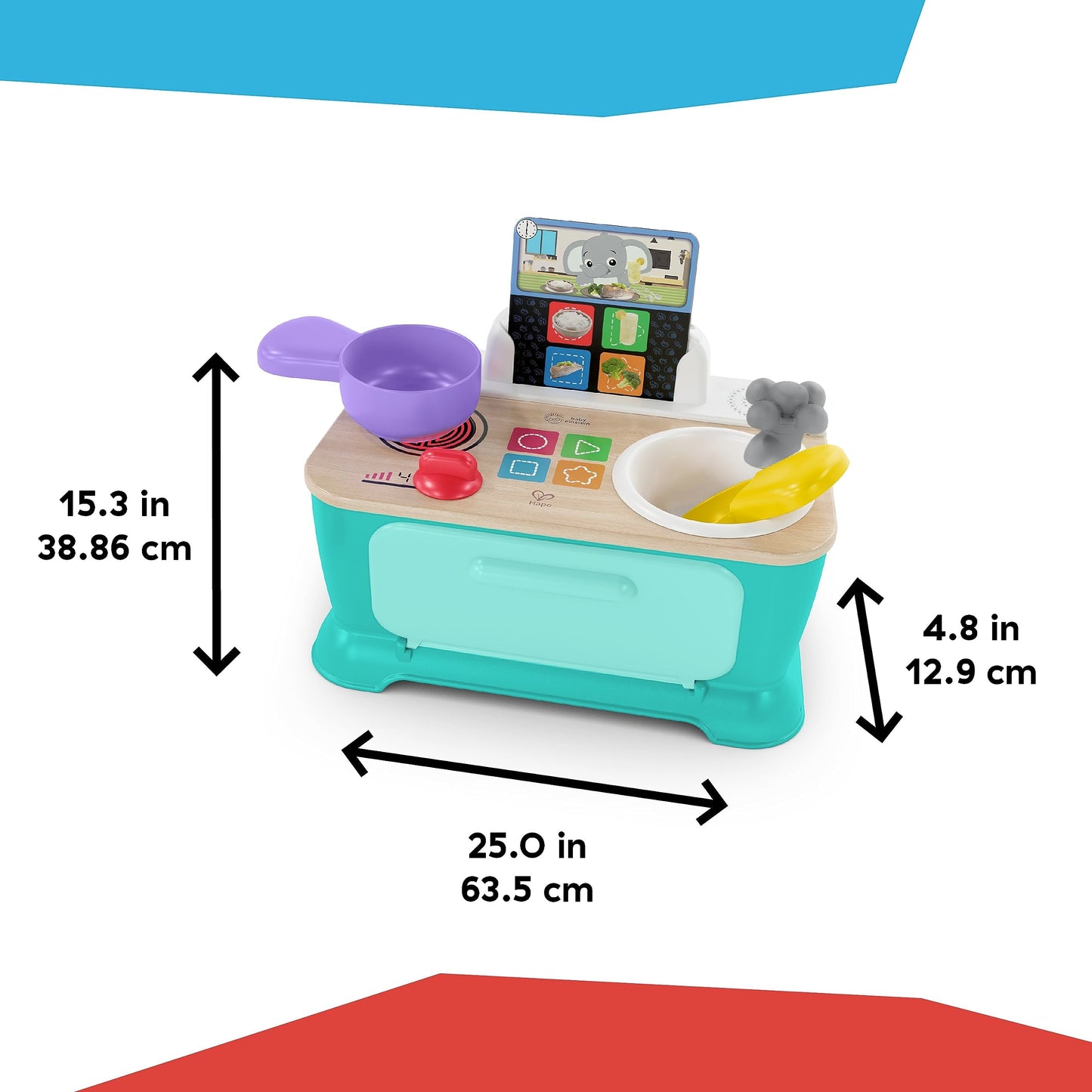 Baby Einstein + Hape Magic Touch Kitchen Play Toy Cooking Stove Set with Real Sounds and Music, Fine Motor Skill Development, Ages 1, 2, 3, 4+