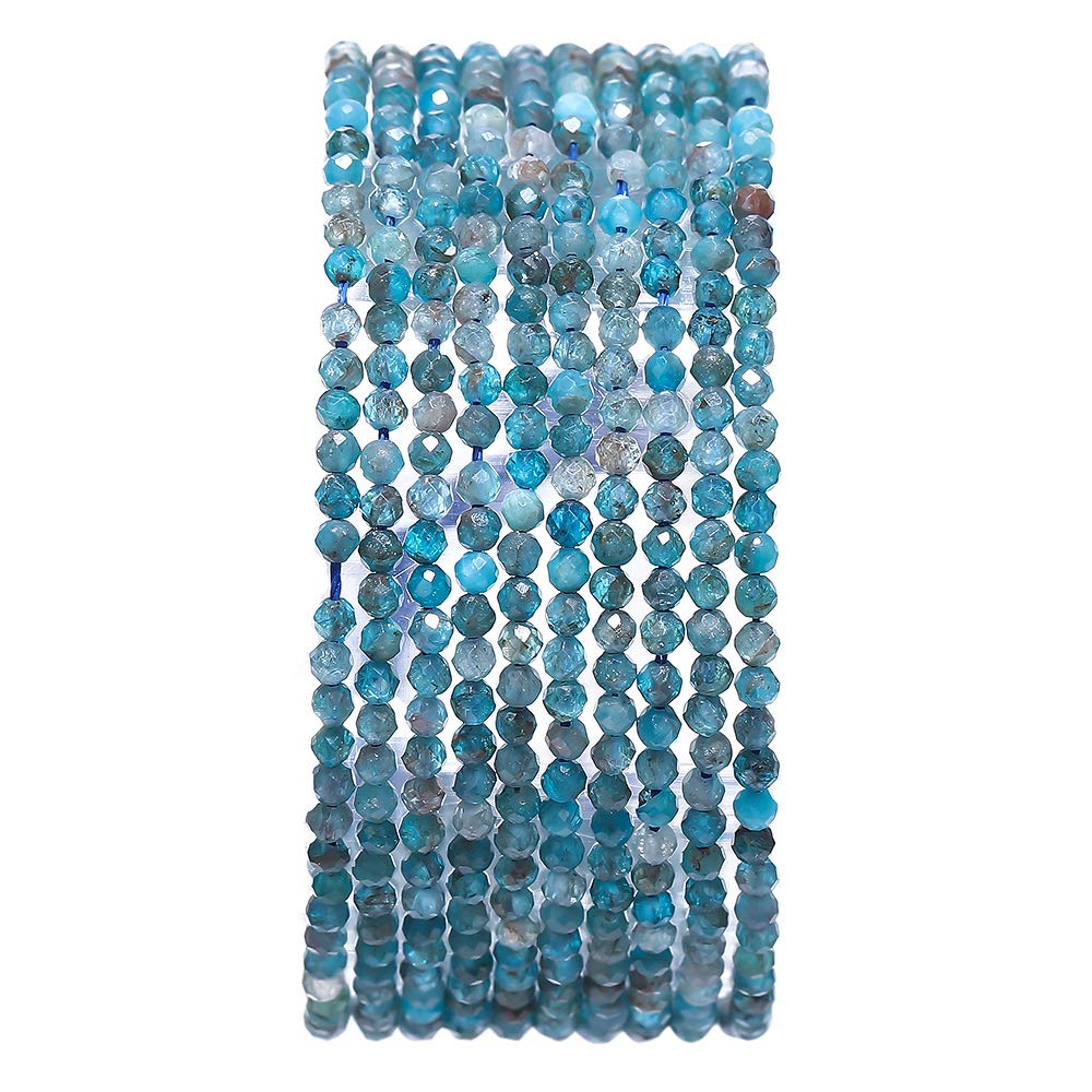 BEADIA Faceted Natural Apatite Stone Round Loose Semi Gemstone Beads for Jewelry Making 2-2.5mm 38cm
