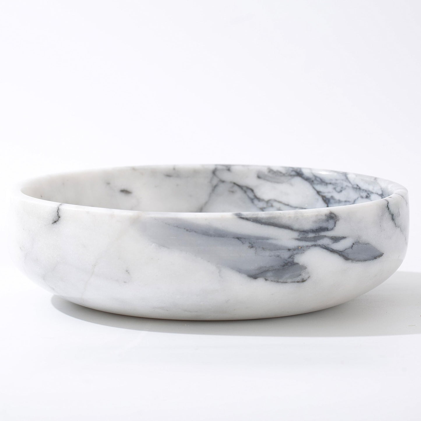 CM CHIC MONDAY 6.7" Decorative Bowl - Natural Marble Key Bowl & Centerpiece (White & Grey)