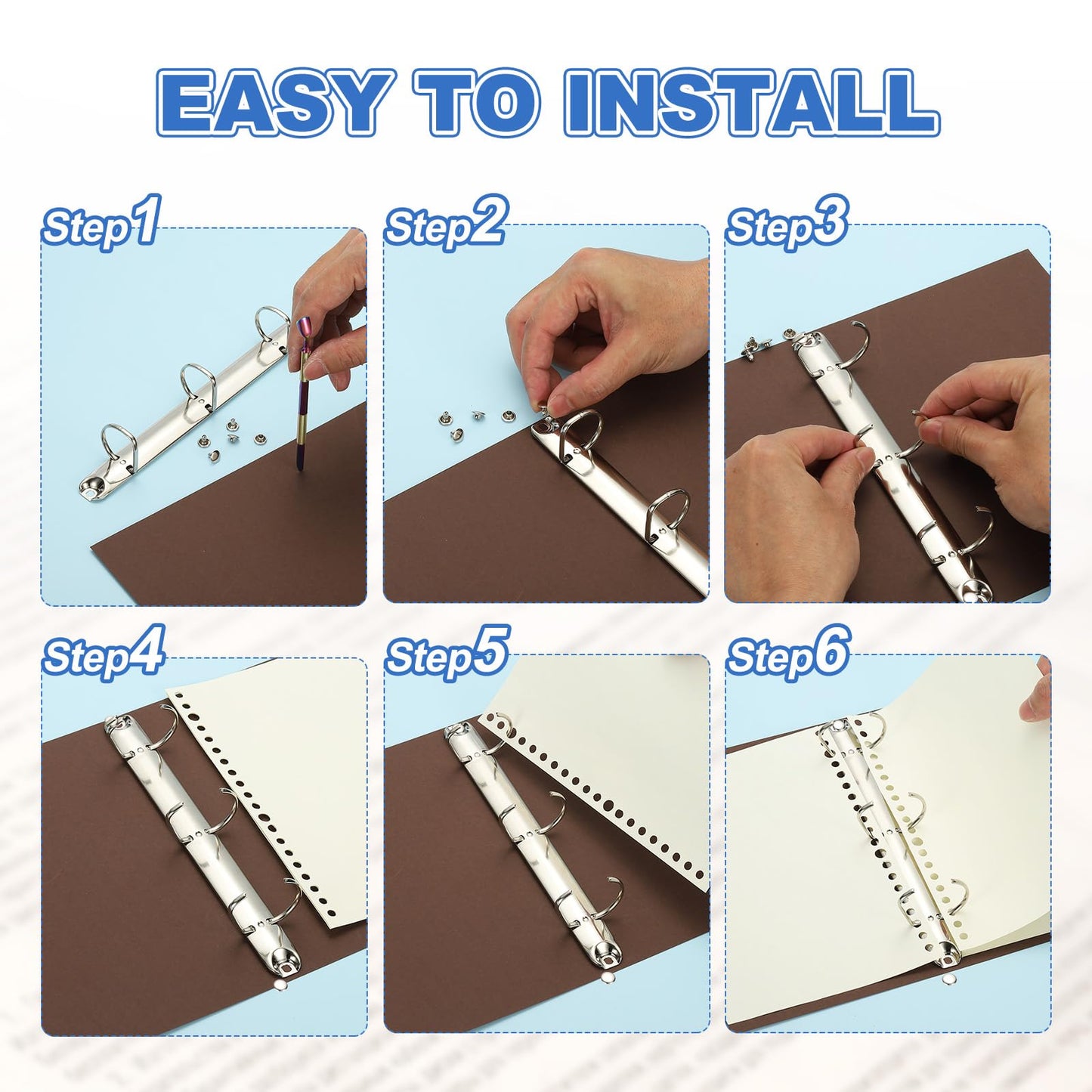 PATIKIL A5 3 Hole Ring Binder Mechanisms, 2 Set 1.97" D Ring Replacement Binder Planner Loose Leaf Binding Spines for Organizers DIY Fill Paper Storage Folder Accessories, 26mm Silver Tone