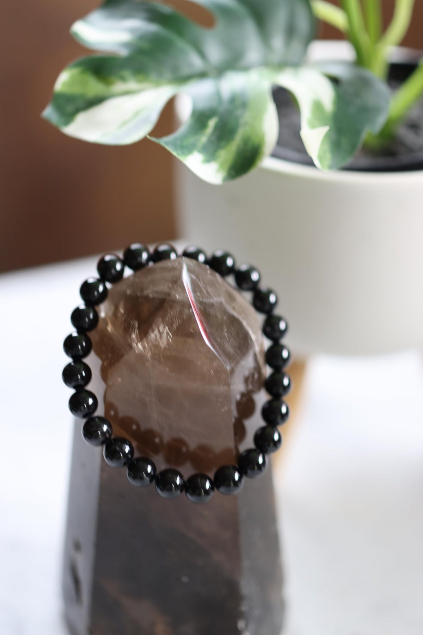 The Vida Handmade AAA+ Quality Crystal Stretch Elastic Bracelet - Nature Gemstone - Jewelry Gift - Holiday Gift - For Women & Men (Black Tourmaline)