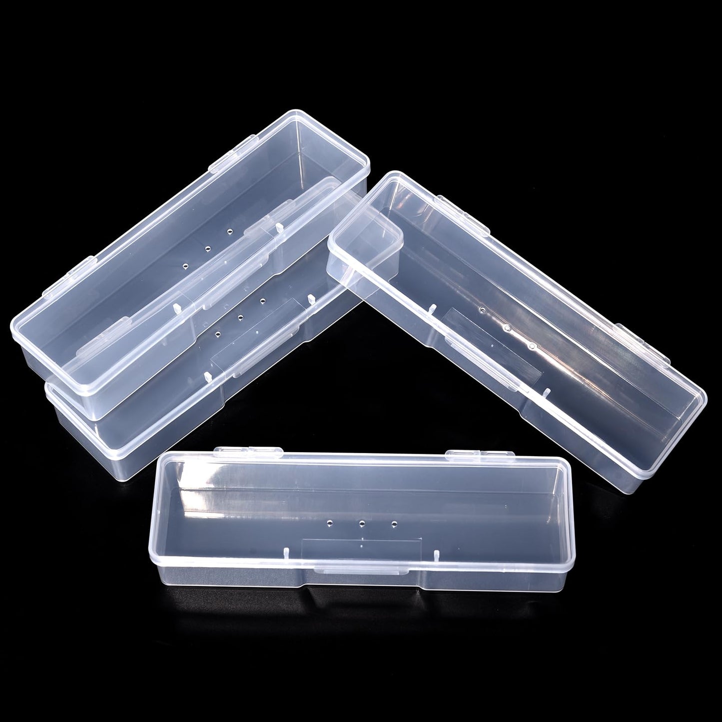 siyuwuro 4Pcs Transparent Storage Boxes For Nail Tool Professional Pedicure Manicure Tools Set Plastic Nail Art Tool Box Storage Case Nail Supplies, White