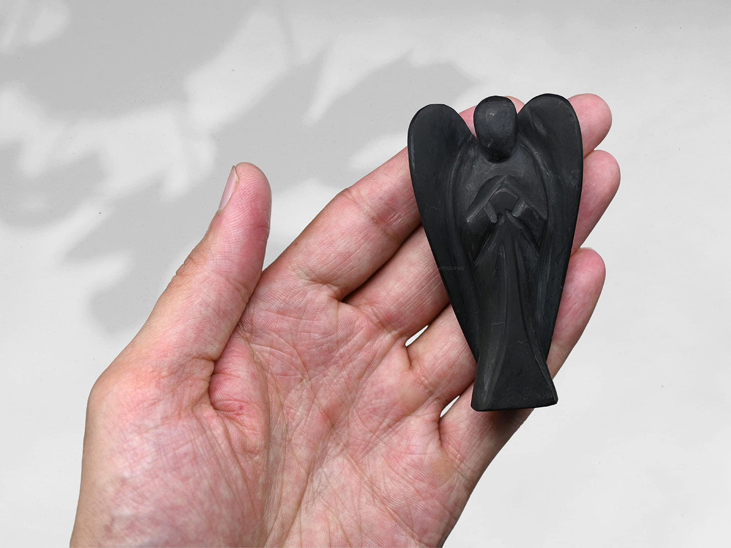 Amazing Gemstone Shungite Angel - Shungite Crystal Angel and Pocket Guardian Angel Crystal Figurines (3 Inches)