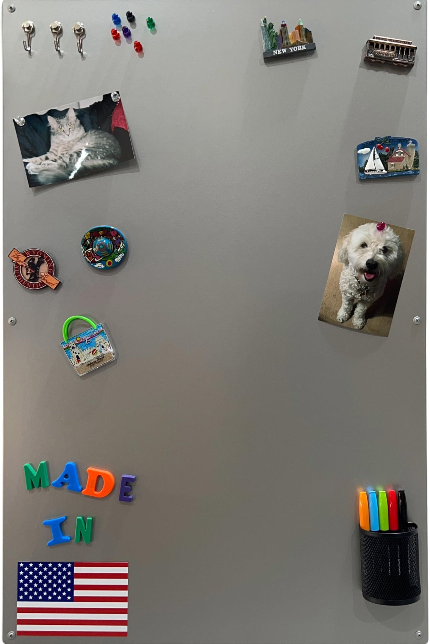 Large Magnetic Board for Wall - Magnet Display Board - Magnetic Bulletin Board - Dry Erase Memo Board- Made in USA (Metallic Silver, 23" Wx35 L)