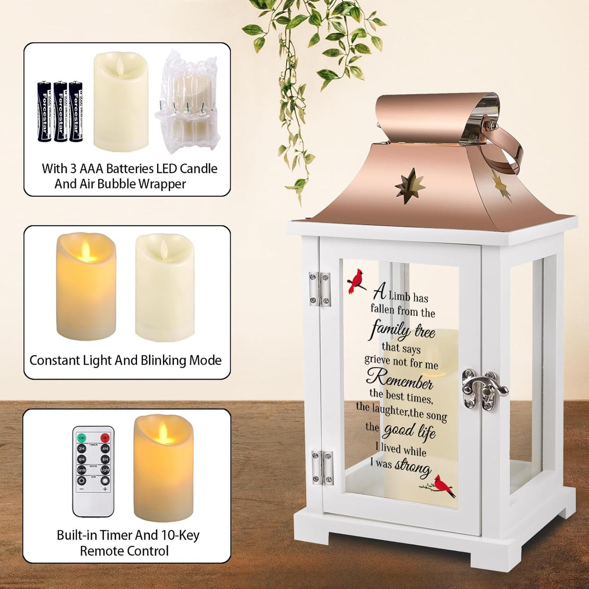 Memorial Lantern, Sympathy Gifts for Loss of Mom/Dad/Loved One, Bereavement Gifts, in Memory of Loved One Lantern,Celebration of Life, Memorial Gifts, Funeral Lantern,A Limb has Fallen from The ...