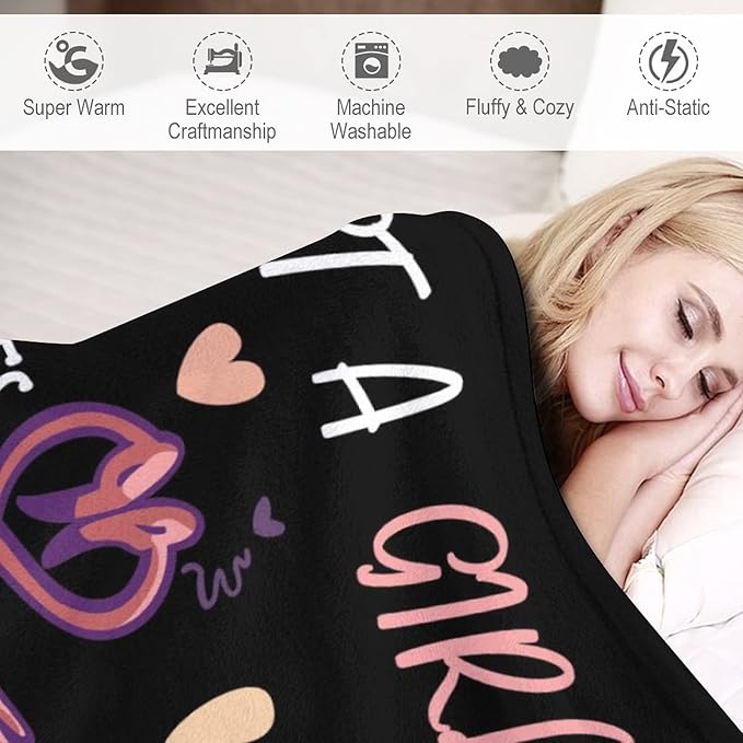 Flamingo Throw Blanket Gifts - 30 x 40 Inches Funny Throws for Kids - Black Soft Fuzzy Plush Blankets for Couch
