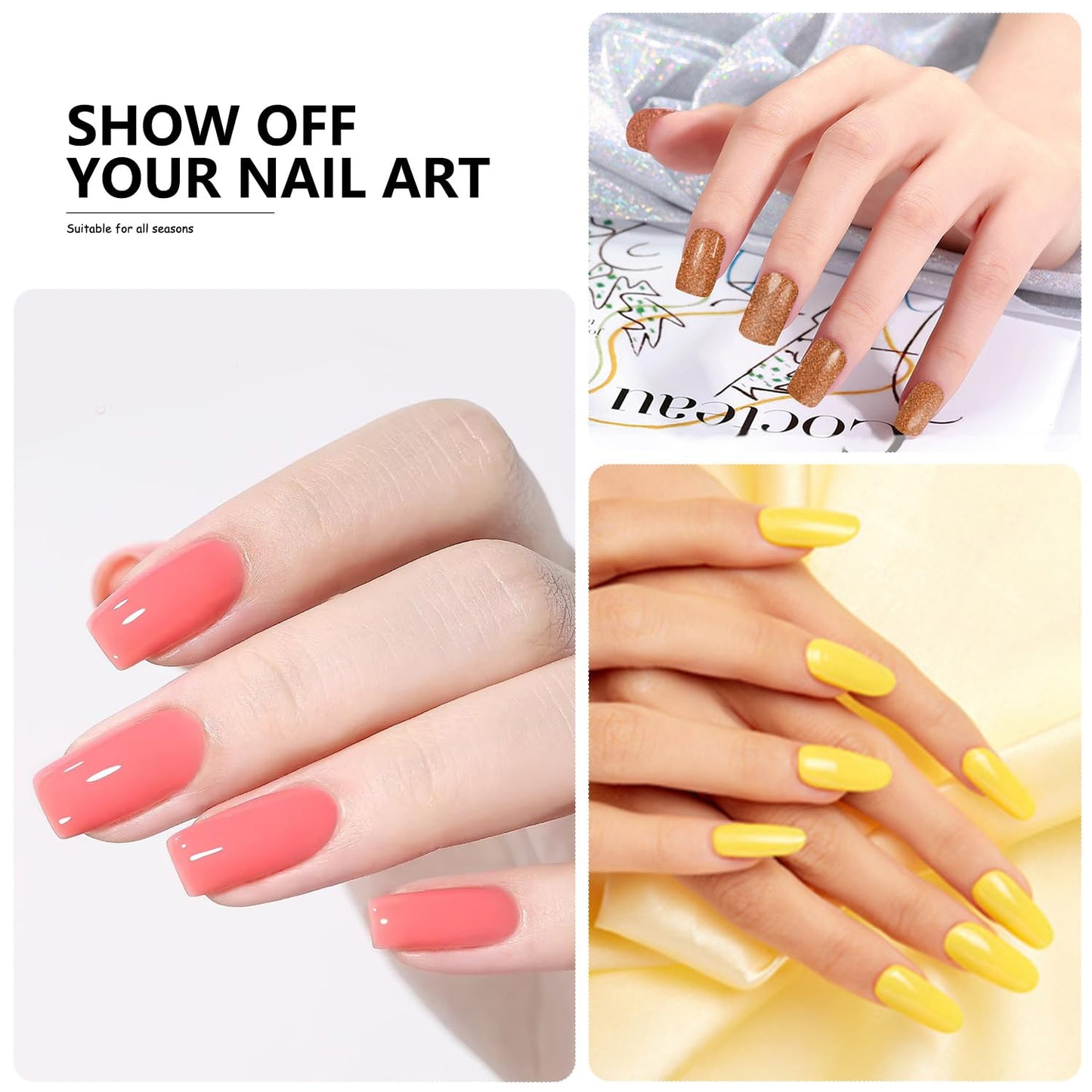 SILPECWEE 20 Sheets Thanksgiving Nail Wraps for Women Nail Polish Stickers Fall Glitter Solid Color Stick on Nail Polish Strips Self Adhesive Gel Nail Strips Fingernail Sticker with Nail File