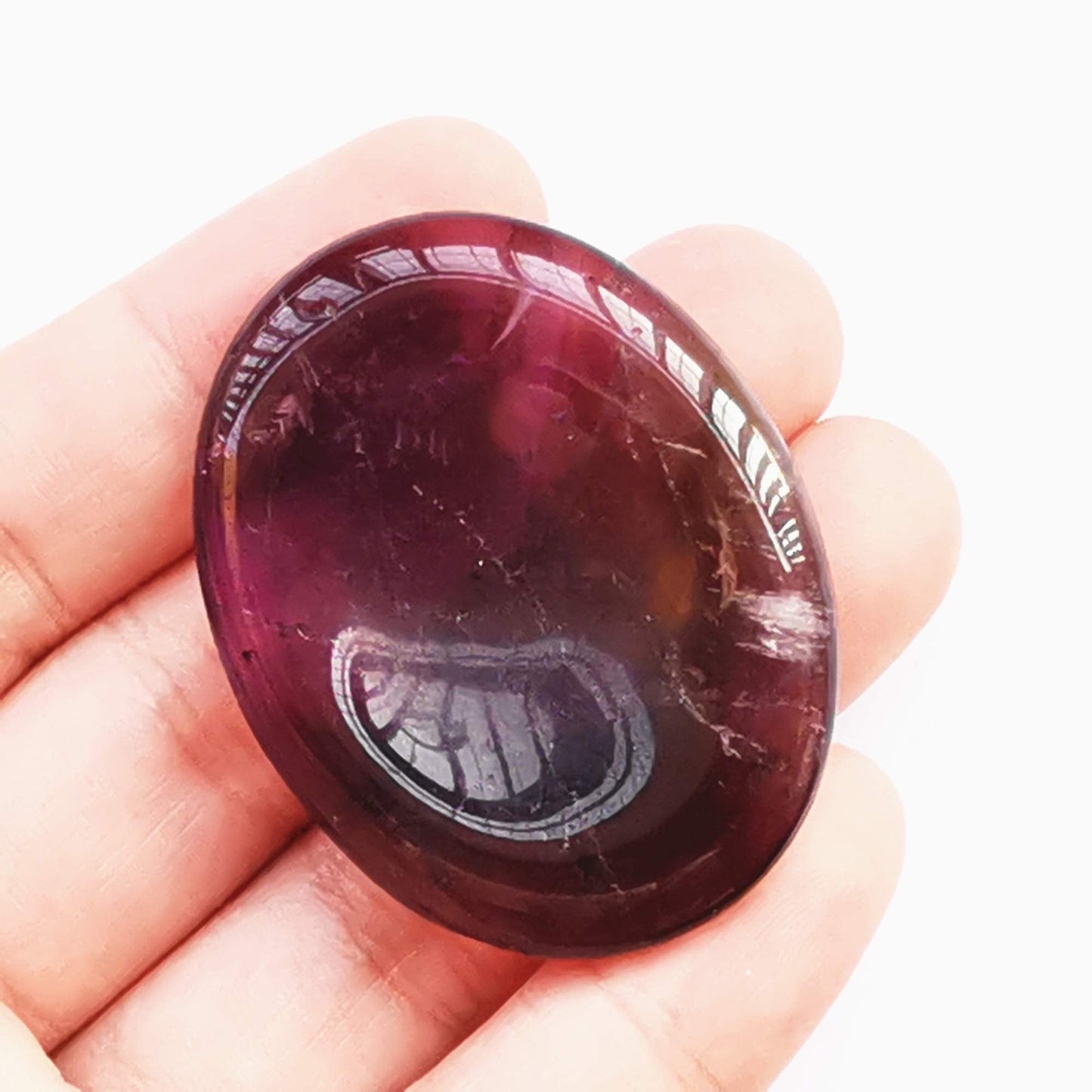 Bacatgem 1 Pcs Natural Amethyst Crystal Thumb Worry Stone,Stress Relax Healing Reiki Crystal Pocket Palm Stones