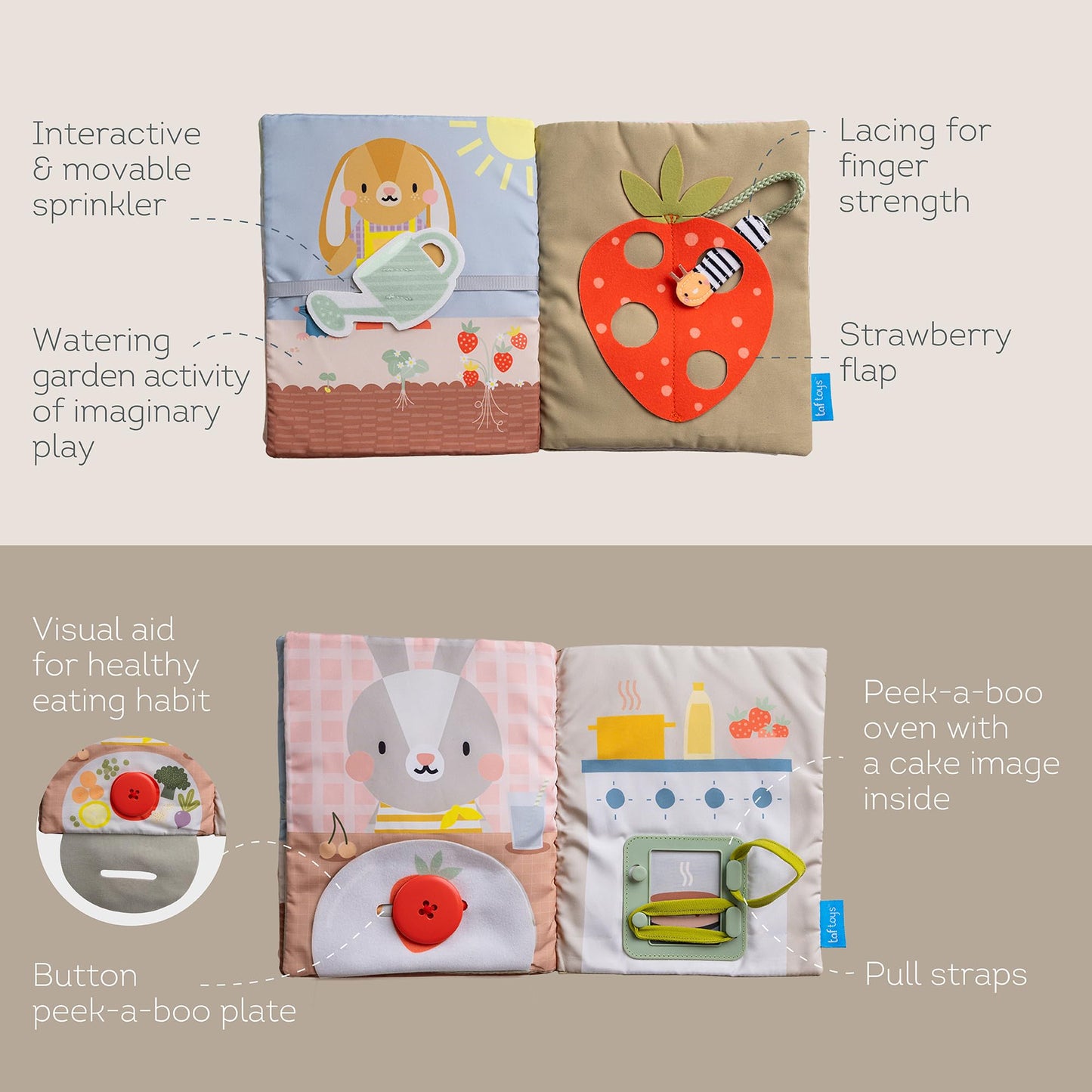 Taf Toys Busy Book for Toddlers 1-3 - Montessori Activity Book with 12 Sensory Learning Activities - Develops Fine Motor Skills and Early Numeracy Through Play