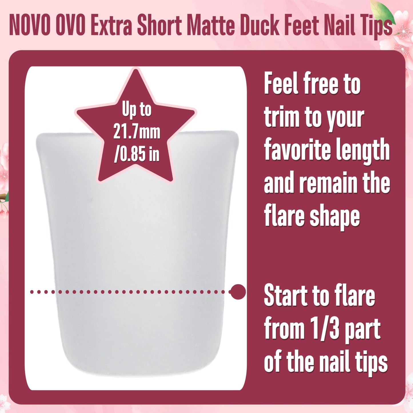 NOVO OVO Duck Nail Tips Extra Short Full Cover Press on, Pre-etched for Acrylic Design, Clear Pre-applied Tip Primer Soft Gel Y2K Flare Fake False Nail Extension Full Coverage x 12 Sizes 120 pcs