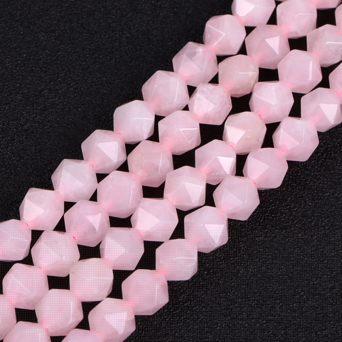 GEM-Inside Natural 8mm Pink Rose Quartz Gemstone Loose Beads Faceted Cambay Crystal Energy Stone Power for Jewelry Making 15"